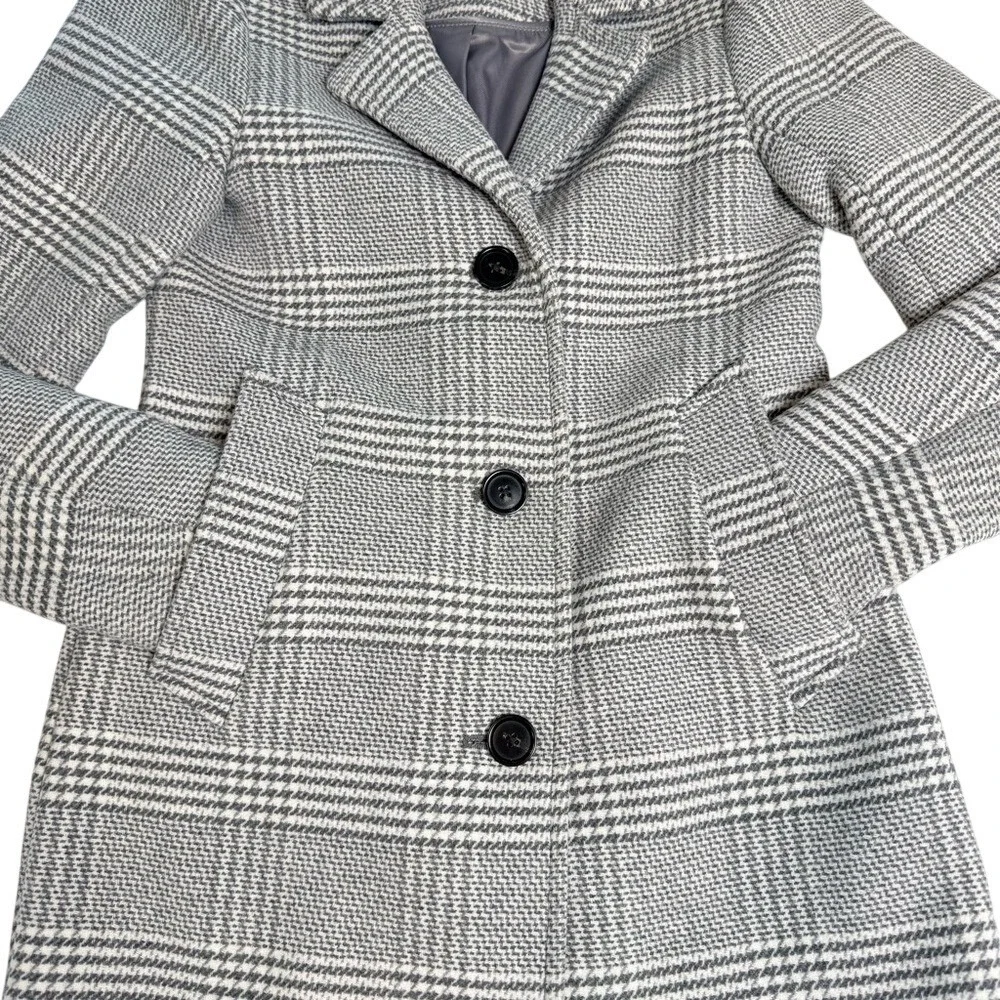 The A&F Dad Coat Plaid Wool Blend Overcoat Women's Size XXSP‎ Gray Classic